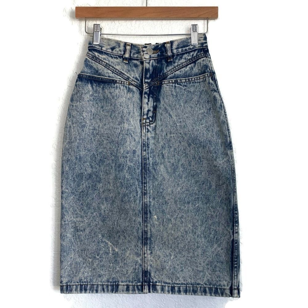 Vtg. 90’s Jordache Jeans Acid Wash Midi Skirt Sz 5